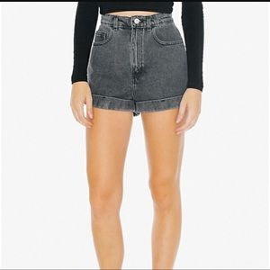 Black acid wash high waist shorts